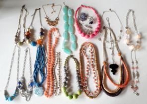 A quantity of late 20th Century and modern High Street bead necklaces to include Next and