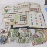 Stamps and bank notes to include commemorative examples and others, along with British and foreign