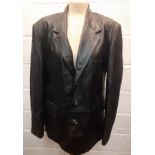 A Bardelli Beverley Hills soft black leather jacket having 3 front pockets and 3 button fastening,