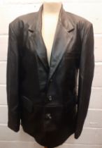 A Bardelli Beverley Hills soft black leather jacket having 3 front pockets and 3 button fastening,