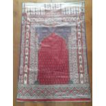A late 19th Century Kalamkari South East Indian block print panel/prayer mat in printed and dyed