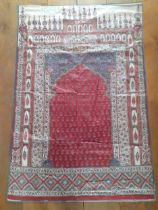 A late 19th Century Kalamkari South East Indian block print panel/prayer mat in printed and dyed