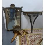 An early to mid 20th century French style console table and mirror, together with two gilt wall