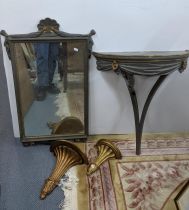 An early to mid 20th century French style console table and mirror, together with two gilt wall