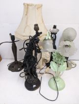 Lighting equipment to include three lamps made from composite material, two in the shape of figures,