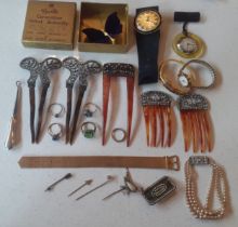 A quantity of vintage costume jewellery and watches to include a Reville Coronation butterfly