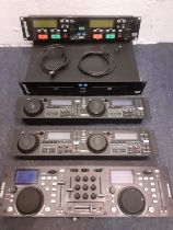 A Gemini CD-210 Professional dual CD player, 2 Numark CDN77 USB Professional MP3/CD players and a