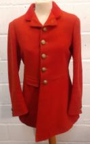 A vintage red gents hunting jacket A/F with 5 button fastening, 36" chest x 28cm long. Location:Rail