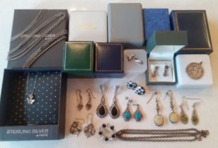 A quantity of costume jewellery, mainly earrings to include silver Toucan of Scotland Celtic
