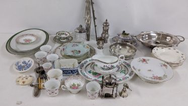 Mixed silver plate with a mixed lot of ceramics to include Limoges, Coalport and other items