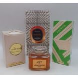 Four vintage fragrances comprising a full bottle of Joy de Jean Patou, a sealed bottle of Jacques