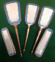 A silver 5 piece dressing table brush and mirror set, makers mark W.G Location: If there is no