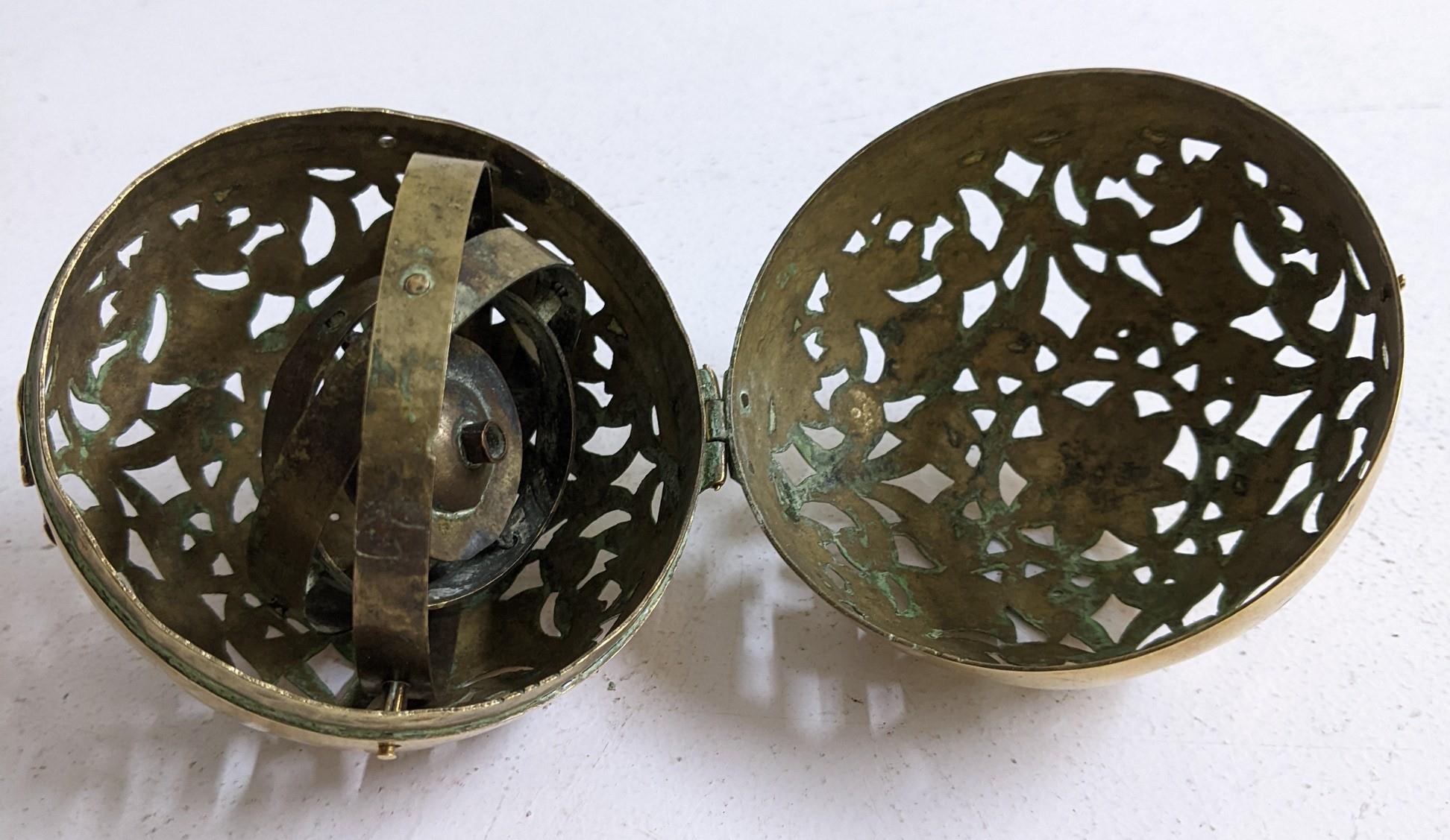 A 19th century spherical brass hand warmer Location: 1-2 If there is no condition report, please - Image 2 of 2