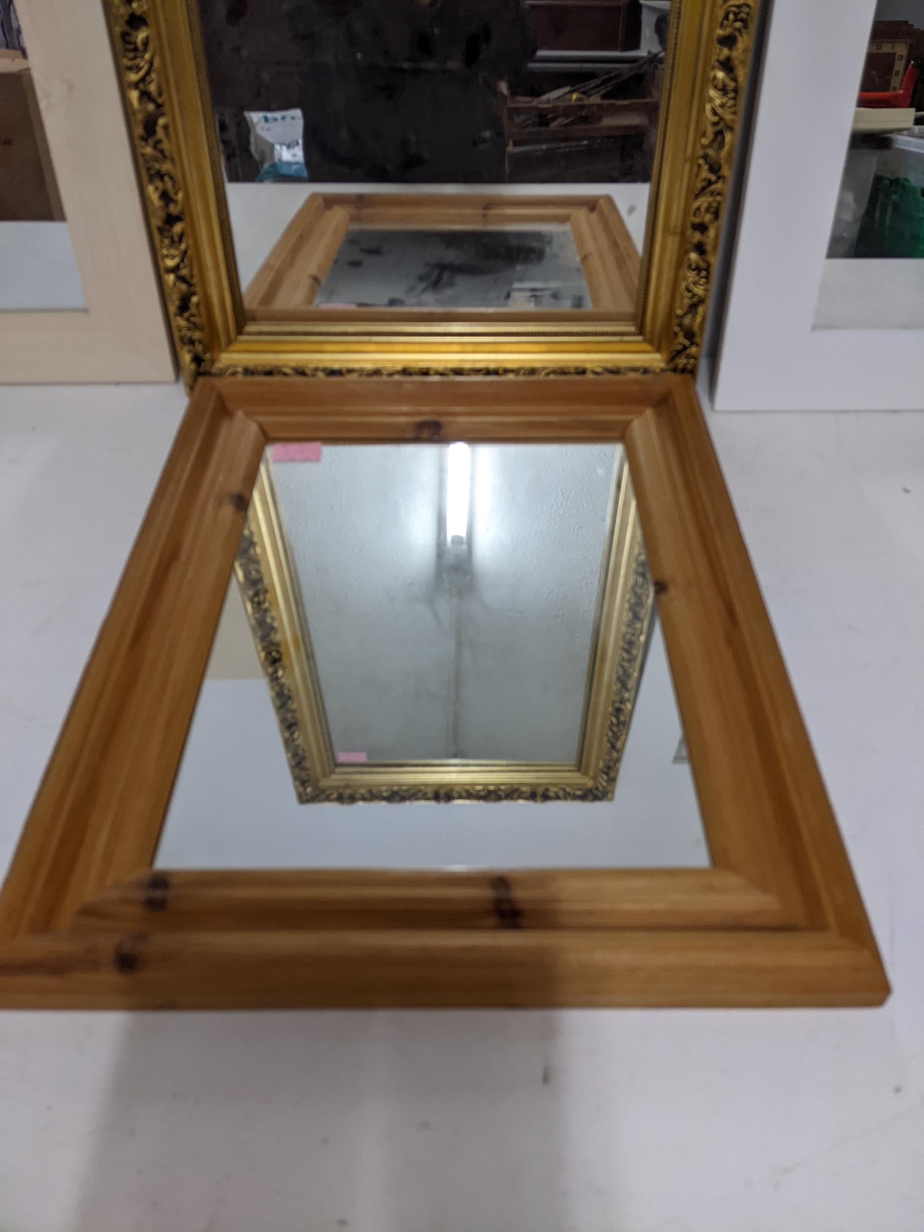 A group of our assorted contemporary wall mirrors to include a gilt framed mirror, a pine framed - Image 2 of 2