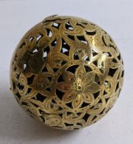 A 19th century spherical brass hand warmer Location: 1-2 If there is no condition report, please