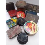 A group of vintage tins and boxes to include an early 20th Century S.Maw, London tartan covered