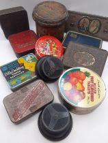 A group of vintage tins and boxes to include an early 20th Century S.Maw, London tartan covered