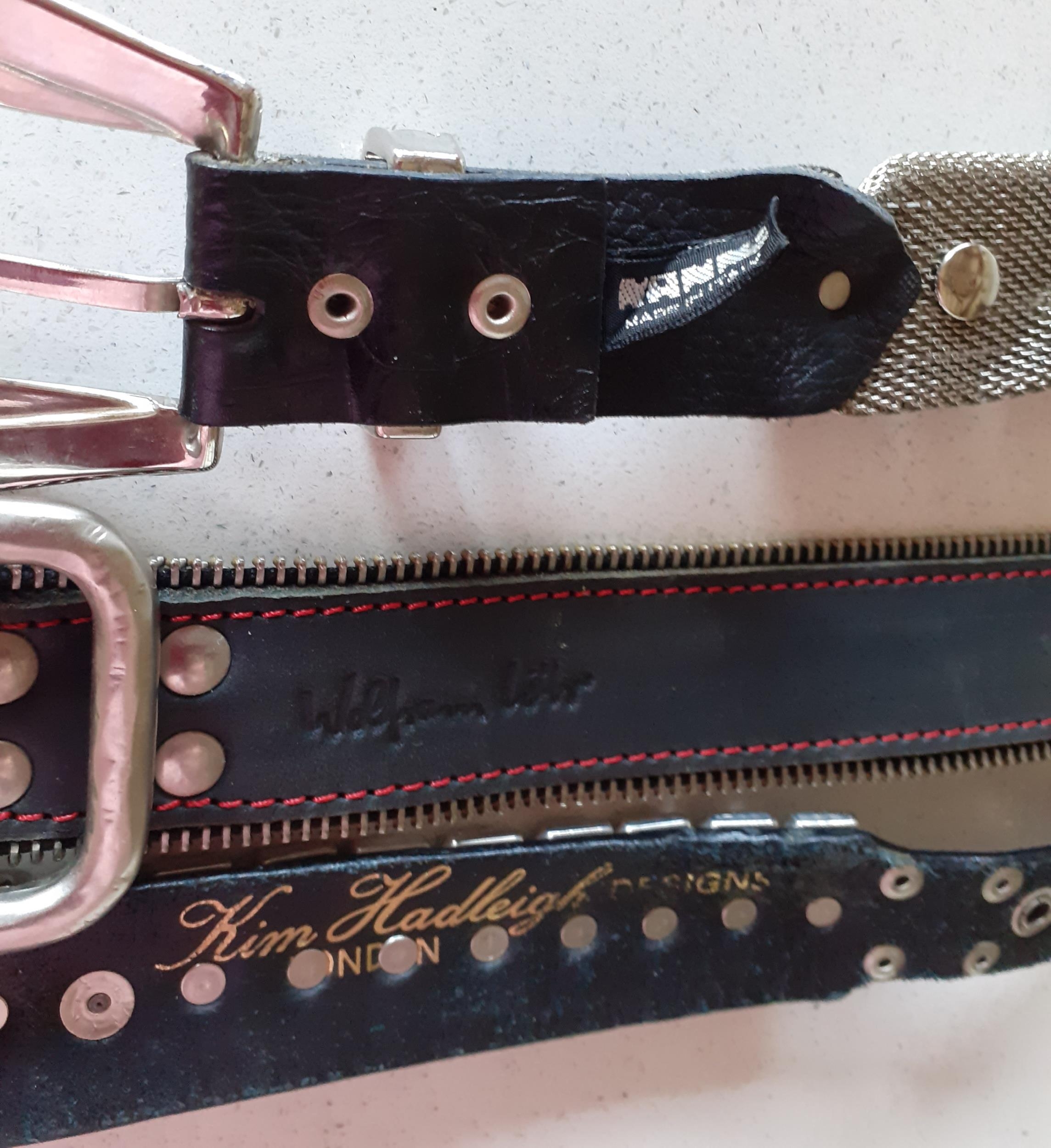 A group of 4 x 1980's black leather Western inspired/glam rock ladies belts with elaborate silver - Image 5 of 5