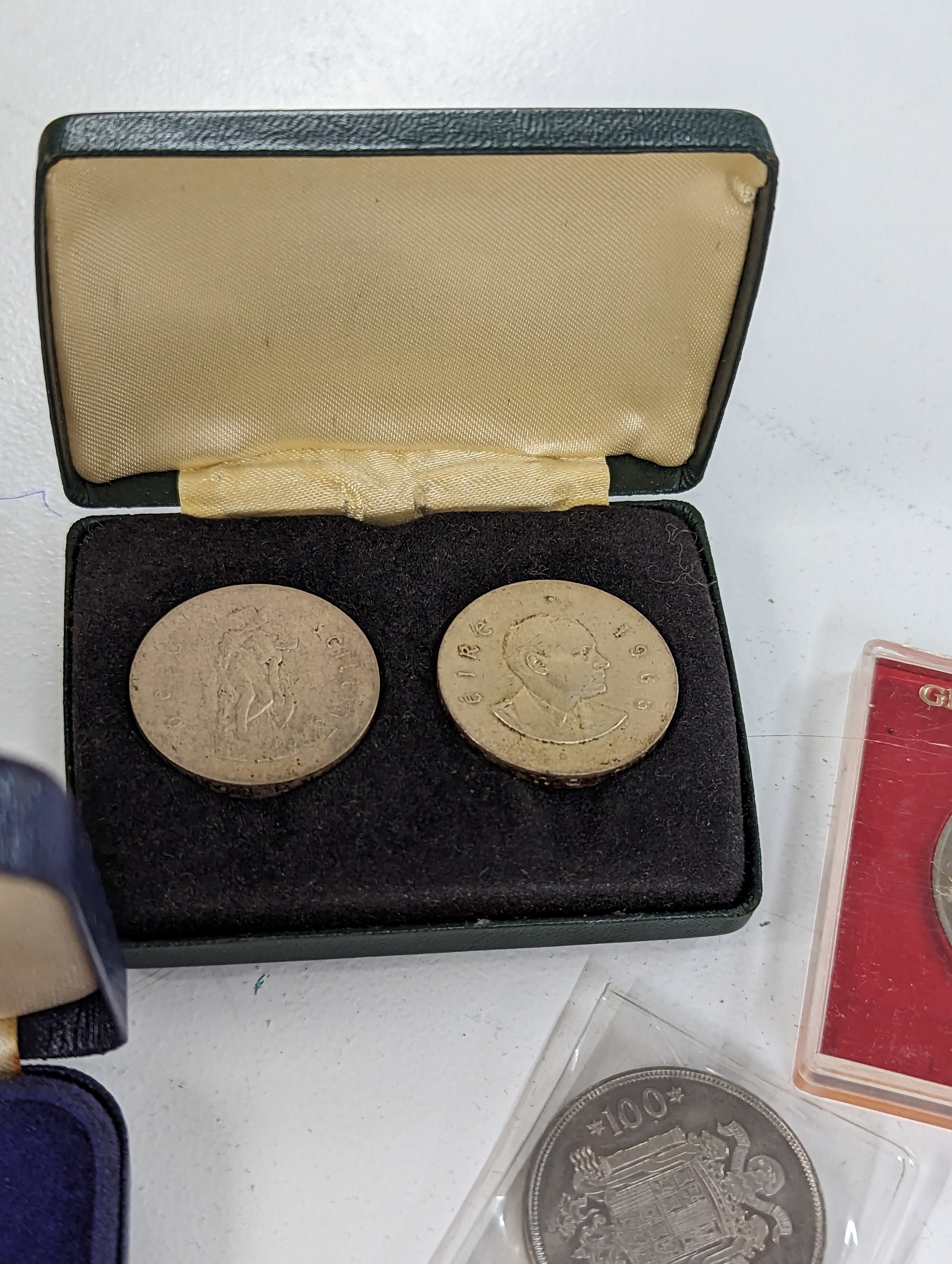 A collection of Proof and other coins and coin sets to include, a cased set of two Irish 1966 Silver - Image 3 of 9