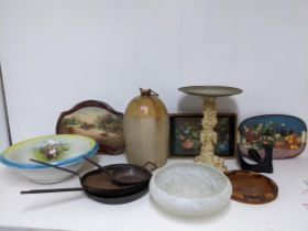 A mixed lot to include an Edwardian large pottery sink bowl, Kay & Company Edinburgh large stoneware