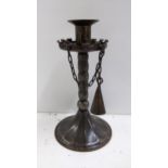 An Arts & Crafts candlestick, possibly by Goberg, 21.5cm Location: If there is no condition report