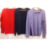 A quantity of 3 gents cashmere sweaters, size Medium and Large to include UniQuo examples.