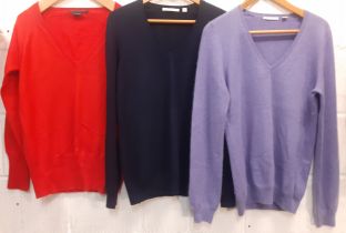 A quantity of 3 gents cashmere sweaters, size Medium and Large to include UniQuo examples.