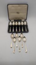 Silver teaspoons to include two sets of five, one set hallmarked Sheffield 1921 and the other