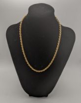 A 9ct gold rope twist style necklace 45cmL 10.4g Location: If there is no condition report shown,