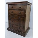 A Victorian mahogany table top collectors chest of five drawers, 50.5cm h x 36.5cm w Location: If