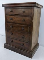 A Victorian mahogany table top collectors chest of five drawers, 50.5cm h x 36.5cm w Location: If