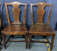 A pair of Georgian country splat back dining chairs on squared legs Location: If there is no