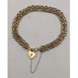 A 9ct gold gate link style bracelet 6.7g Location: If there is no condition report shown, please