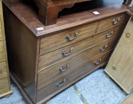 A George III mahogany chest of two short and three graduated long drawers on bracket feet 96cm x