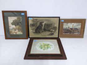 A group of three framed and glazed watercolours to include one by William Wheeler depicting a