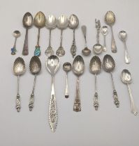 Silver tea and salt spoons, 129g, and a spoon stamped 800 15g Location: If there is no condition