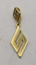 An 18ct gold Greek key pendant, 1.9g Location: If there is no condition report shown, please request