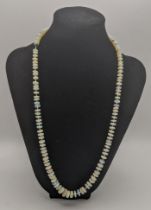 A possibly Ethiopian opal beaded necklace on a 14ct gold clasp. Location: