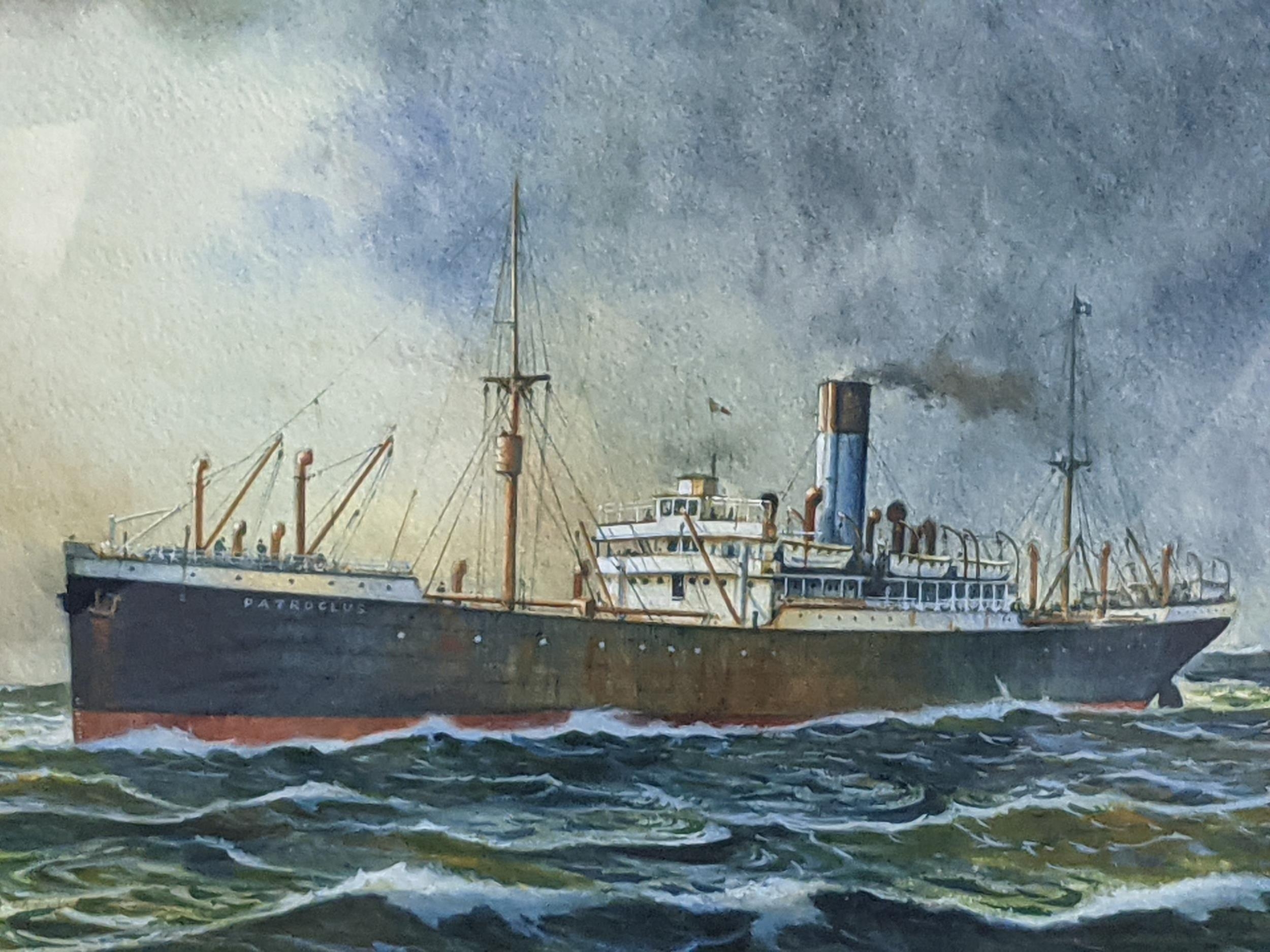 A watercolour depicting HMS Patroclus, a British Armed Merchant Cruiser and another boat in the - Bild 3 aus 10