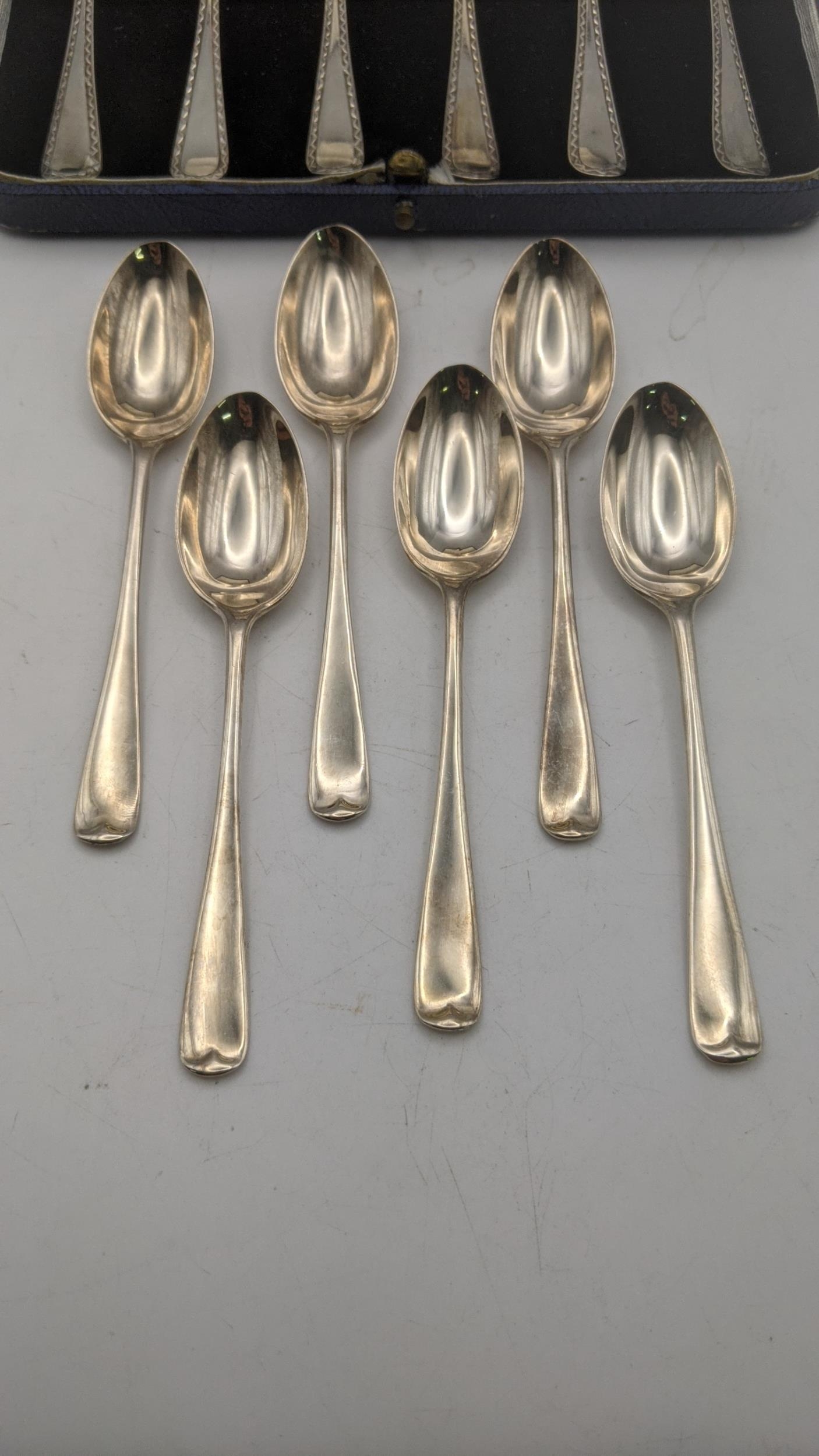 Silver teaspoons to include two sets of five, one set hallmarked Sheffield 1921 and the other - Image 2 of 3