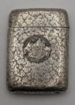 A Victorian silver Sampson Mordan and Co. Floral engraved cigarette case A/F hallmarked 1881, 57g