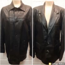 Two leather jackets - Bailey black soft leather 1970's style jacket having 2 side pockets and a