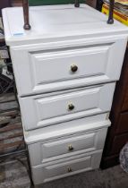 Pair of cream painted two drawer bedside chests, each 55cm x 52cm x 52cm Location: If there is no