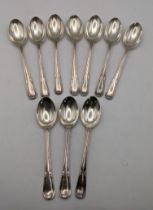 A set of ten silver Walker & Hall tea spoons, hallmarked Sheffield 1931, total weight 198.6g