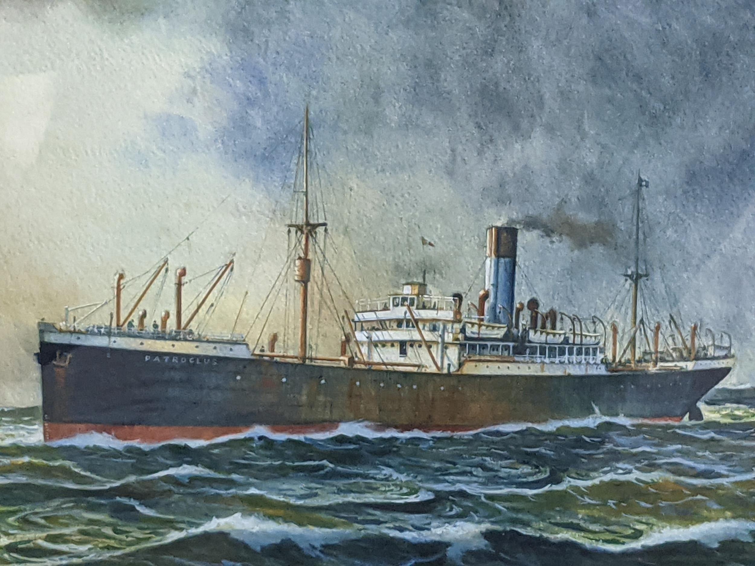 A watercolour depicting HMS Patroclus, a British Armed Merchant Cruiser and another boat in the - Bild 4 aus 10