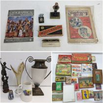 A mixed lot to include vintage board games, puzzles, and playing cards, a 19th century French