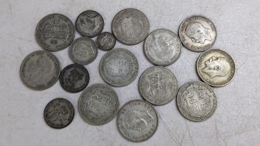 A selection of pre-1947 silver Crowns, shillings and others, 174g Location: If there is no condition