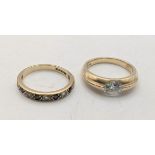 A 9ct gold set with a past stone and a 9ct gold ring set with sapphires and past stones, 5.2g