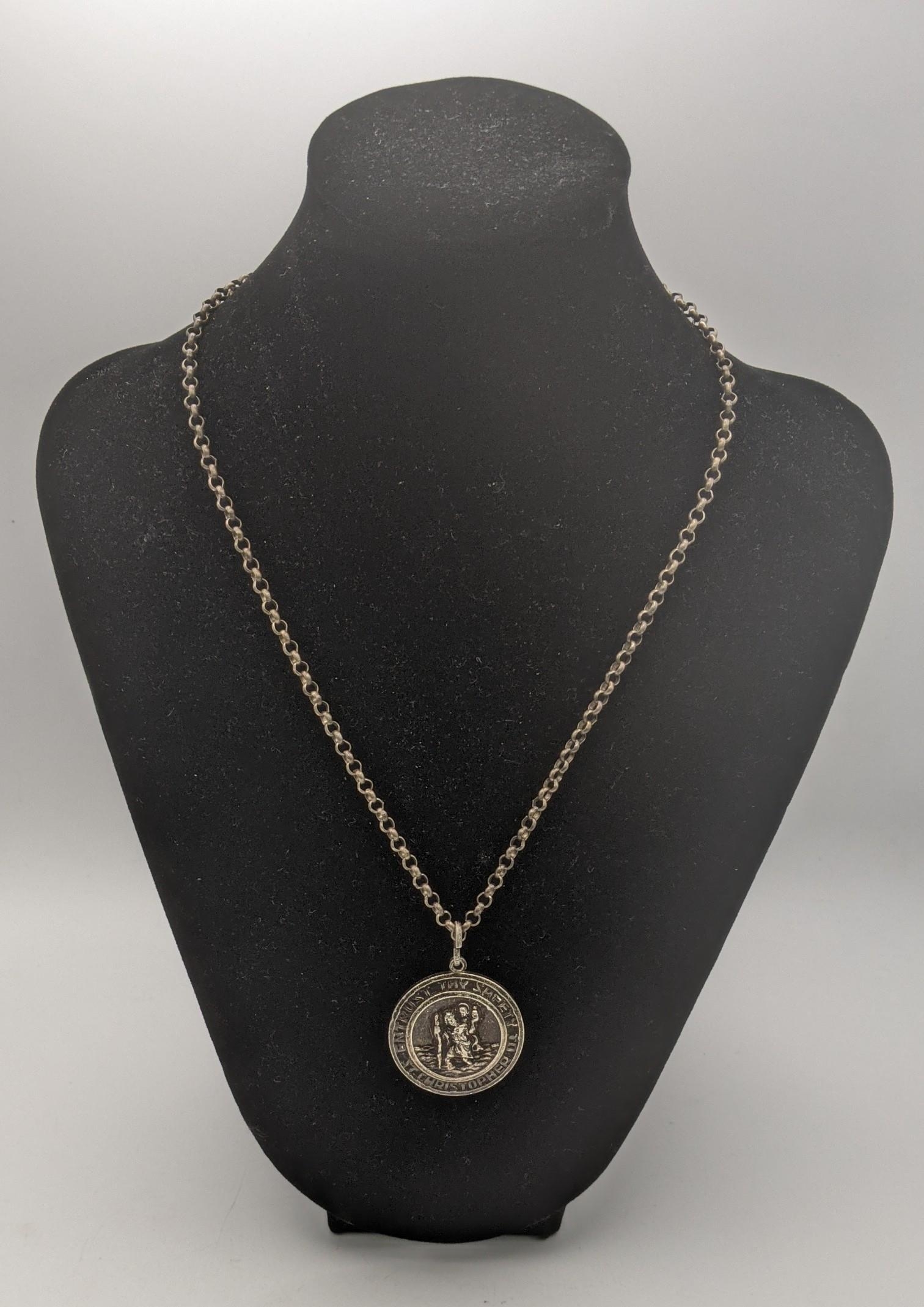 A Georg Jensen silver St Christopher pendant and silver necklace Location: If there is no