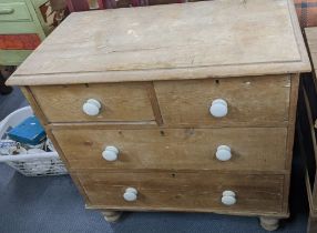 A Victorian pine chest of two short and two long drawers 83cm h x 86cm w Location: If there is no